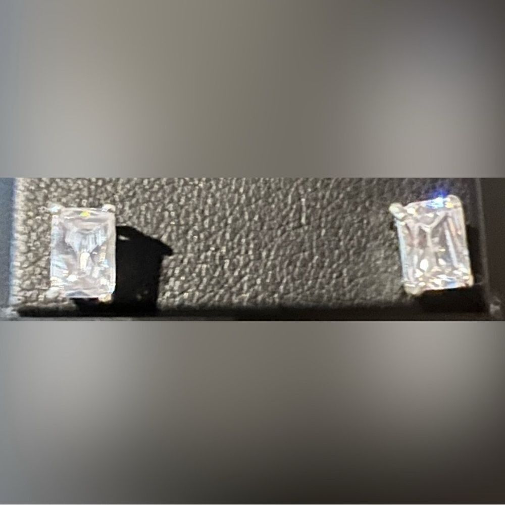 12/5–10 Sterling Silver Emerald Cut Stud Earrings
